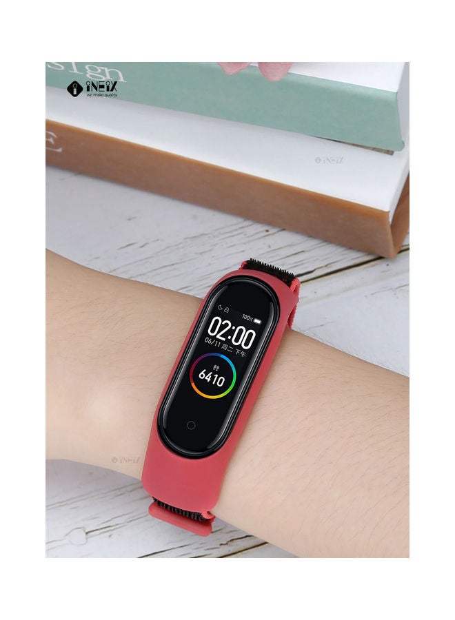 INEIX Nylon Replacement Strap For Xiaomi Mi Band 5 Black/Red - Image 4