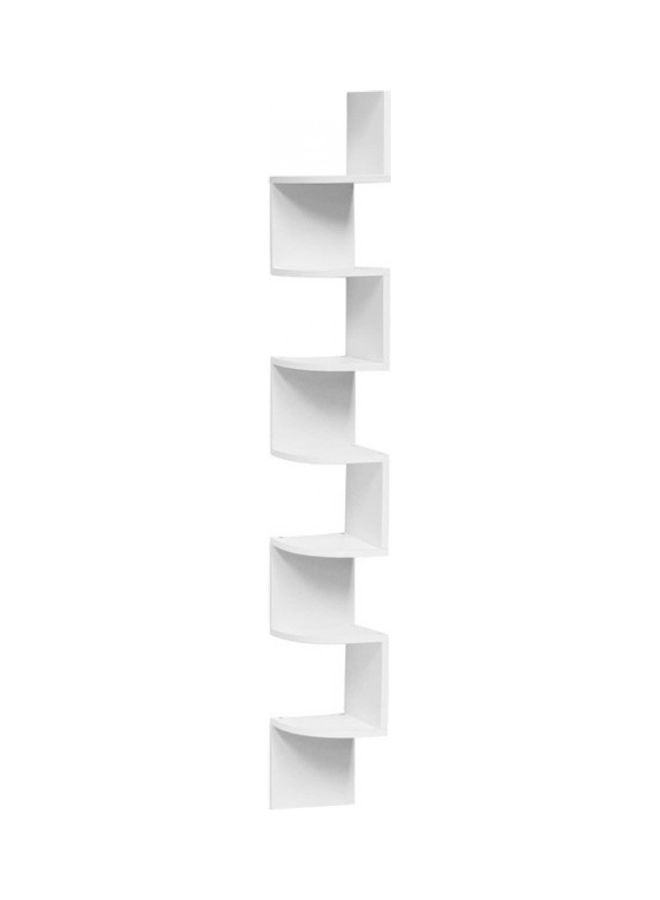 MARGOUN 7-Tier Zig Zag Corner Floating Wall Shelf White - Image 1