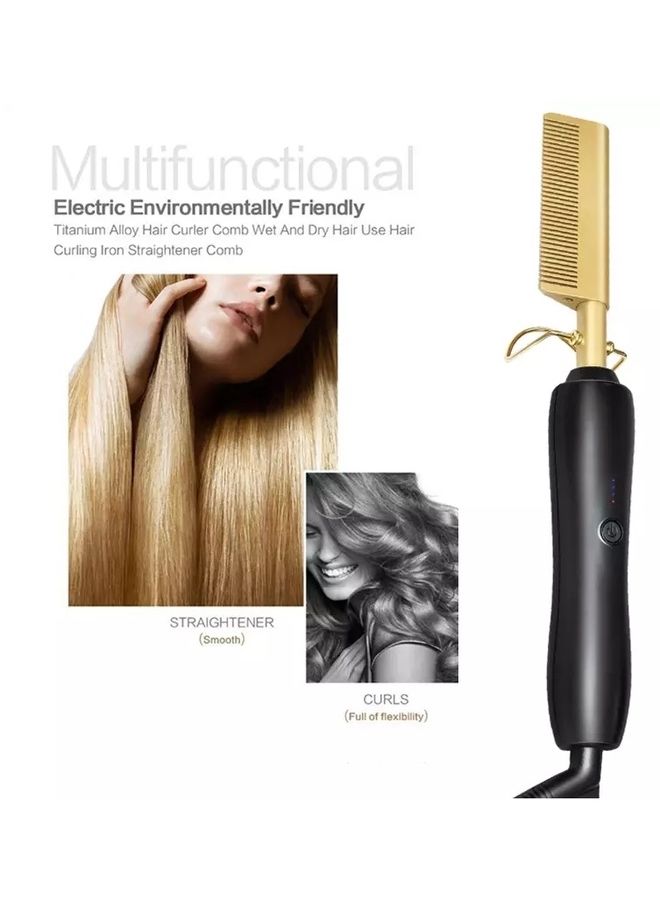 High Heat Press Comb Mini Hair Straightener Gold/Black - v1620620529/N47249762A_1