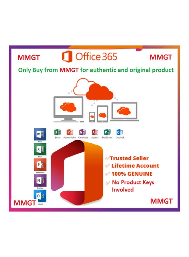 Office 365 Lifetime 1 Devices and 1 TB One Drive Multicolour