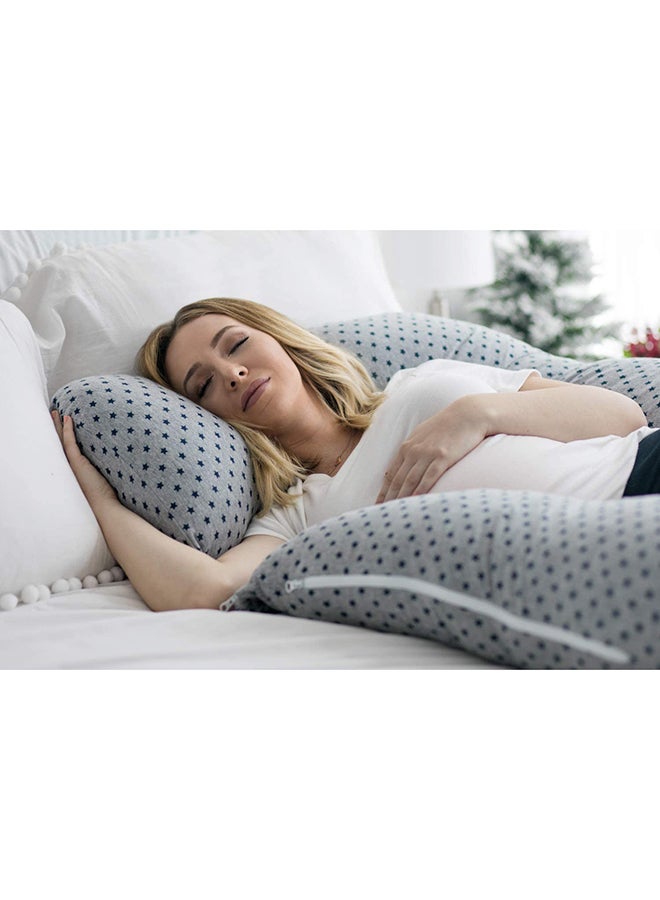 PharMeDoc - U Shape Pregnancy Poly Pillow Stars - Grey - Image 1