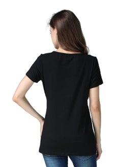 We Happy Maternity Breast Feeding Double Layer T-Shirt Black  - Image 4