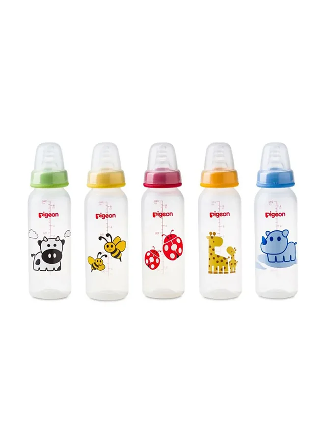 pigeon Pack Of 1 Peristaltic Nipple Slim Neck Animal Decorated Baby Feeding Bottle 240 ML - Assorted