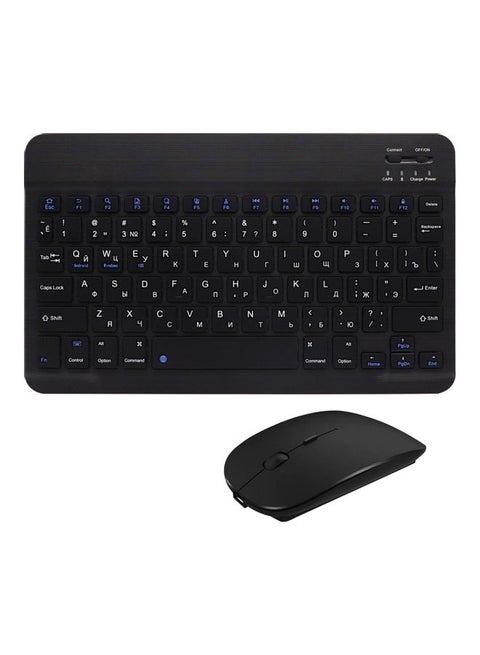 Ultra-Slim Portable Wireless Bluetooth Keyboard with Mouse Black