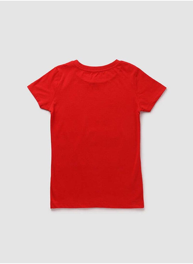 Neon Boys Crew Neck Short Sleeve T-Shirt Candy Red  - Image 2