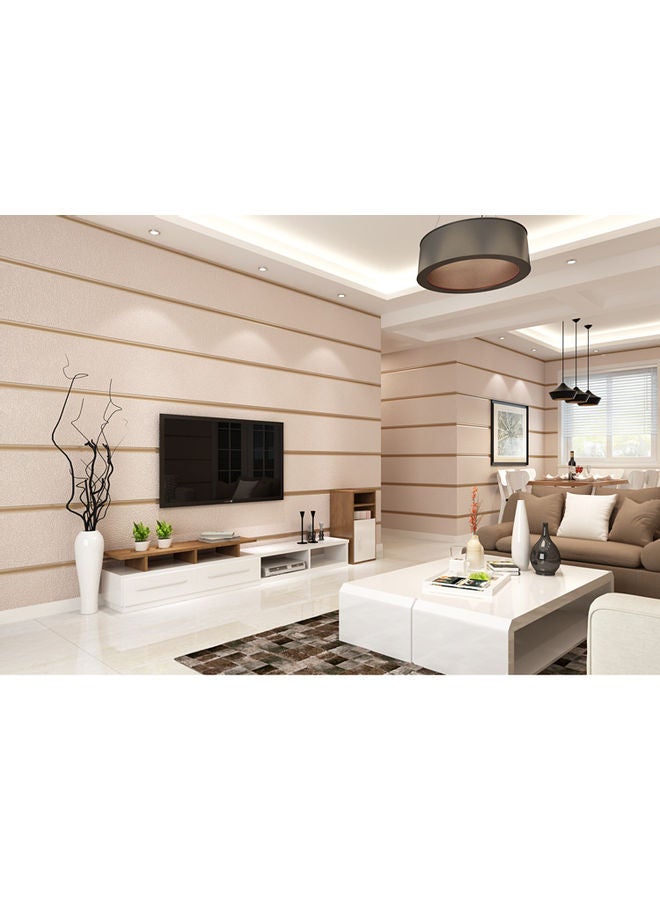3D Wide Stripe Background Wall Sticker Beige  - Image 2