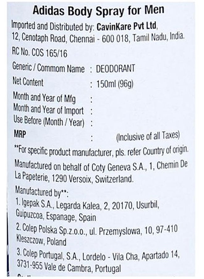 adidas بخاخ الجسم ديو تشامبيونز ليج أسود/أزرق 150ملليلتر - Image 4