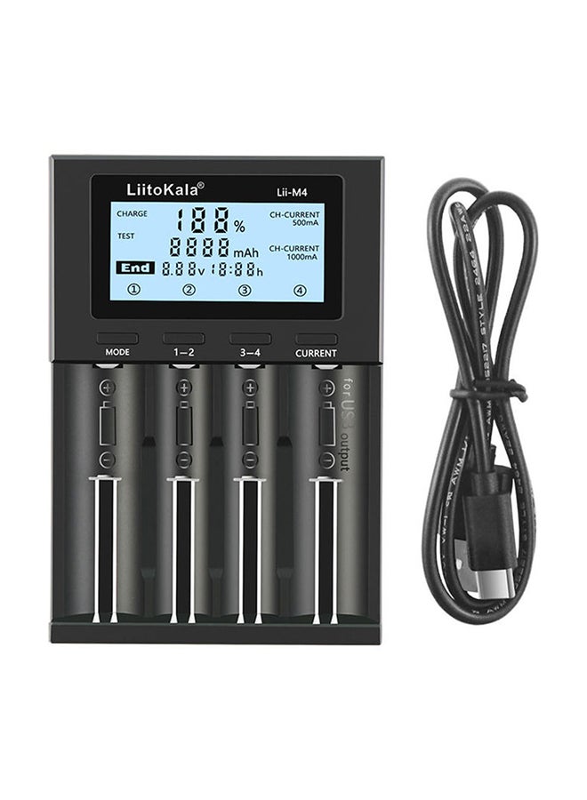 LiitoKala 4-Slot Battery Charger with Cable Black  - Image 1