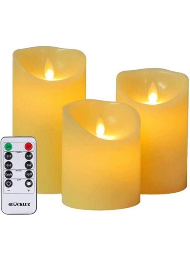 4-Piece Led Flameless Candle With Remote Control Orange 4*5*6inch  - Image 1