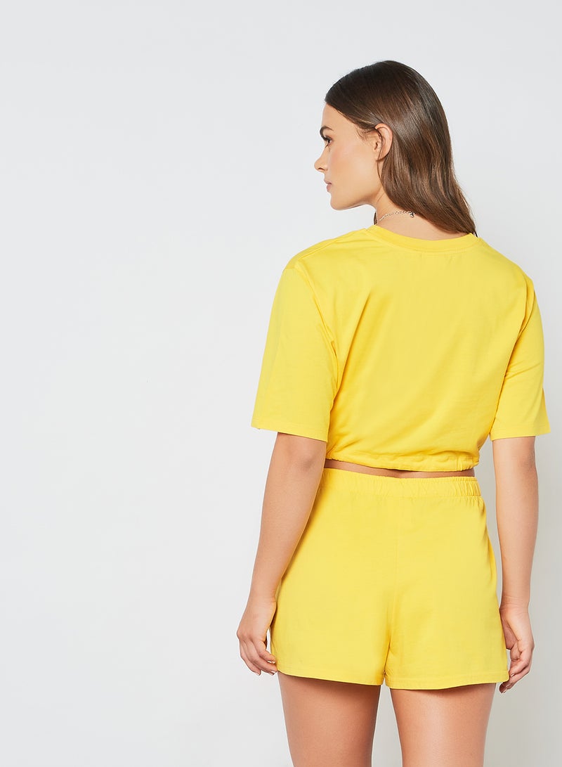 Les Girls Les Boys Drawstring Hem Crop Top Daffodil  - Image 2