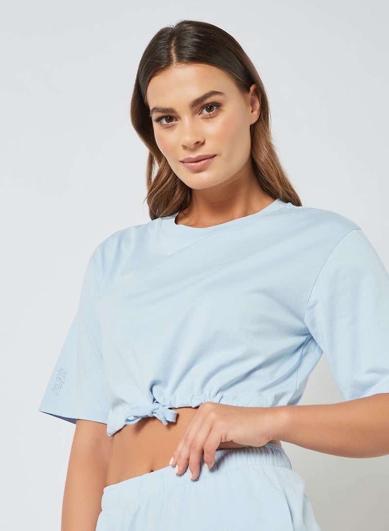 Les Girls Les Boys - Drawstring Hem Crop Top Cashmere Blue - Image 1