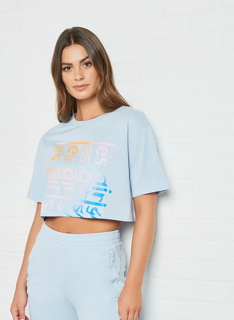 Les Girls Les Boys Repeat Logo Crop Top