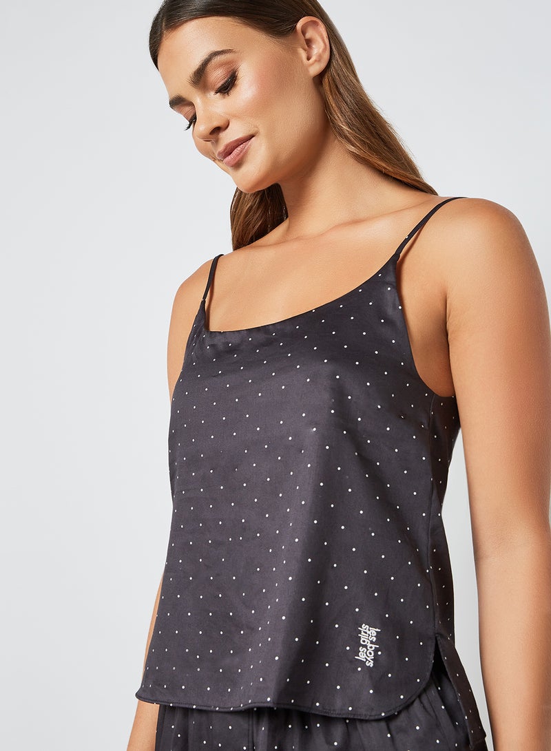 Les Girls Les Boys Printed Loungewear Cami Top Black  - Image 4