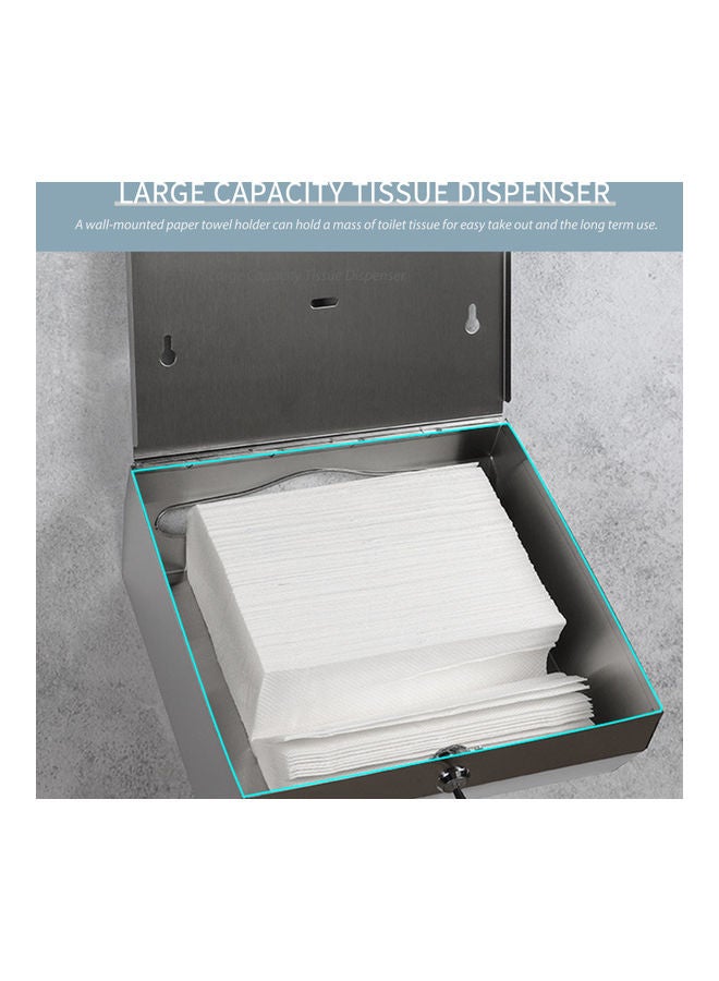 Generic - Wall Mounted Paper Towel Dispenser Silver 27.00x12.50x26.00cm - Image 1