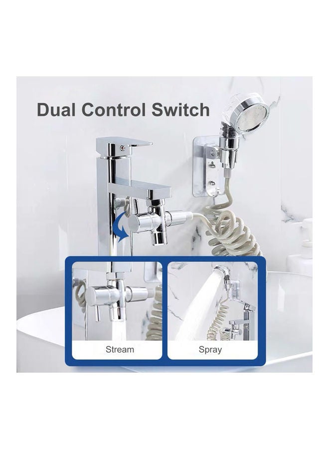Hand Shower Bathroom Sink Sprayer Rinser Set Silver/White 20 x 8 x 8cm - Image 5