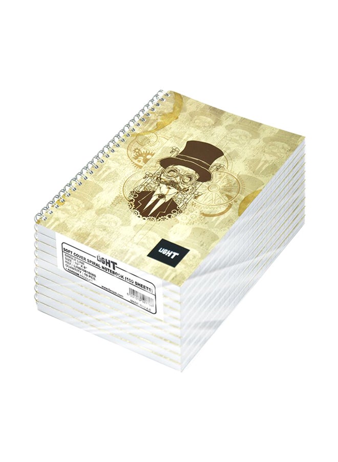 FIS 10-Piece Spiral Soft Cover Notebook Set Beige/Black/White - Image 1