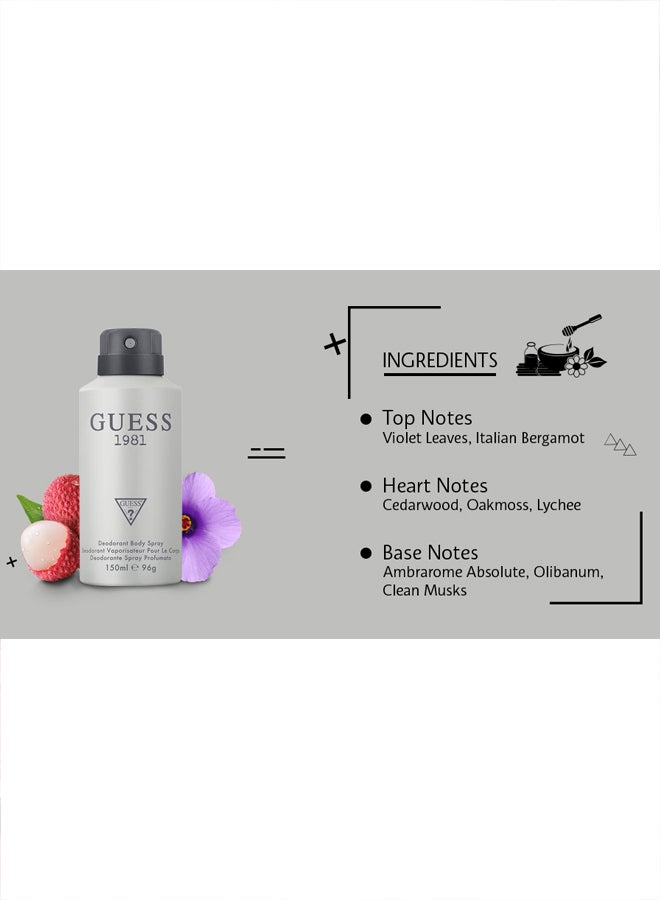 GUESS 1981 Body Spray Grey 150ml - Image 4