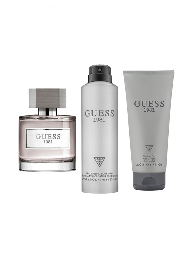 GUESS 1981 Set (EDT + Body Spray + Shower Gel) EDT 100 Ml, Body Spray 226 Ml, Shower Gel 200ml - Image 1