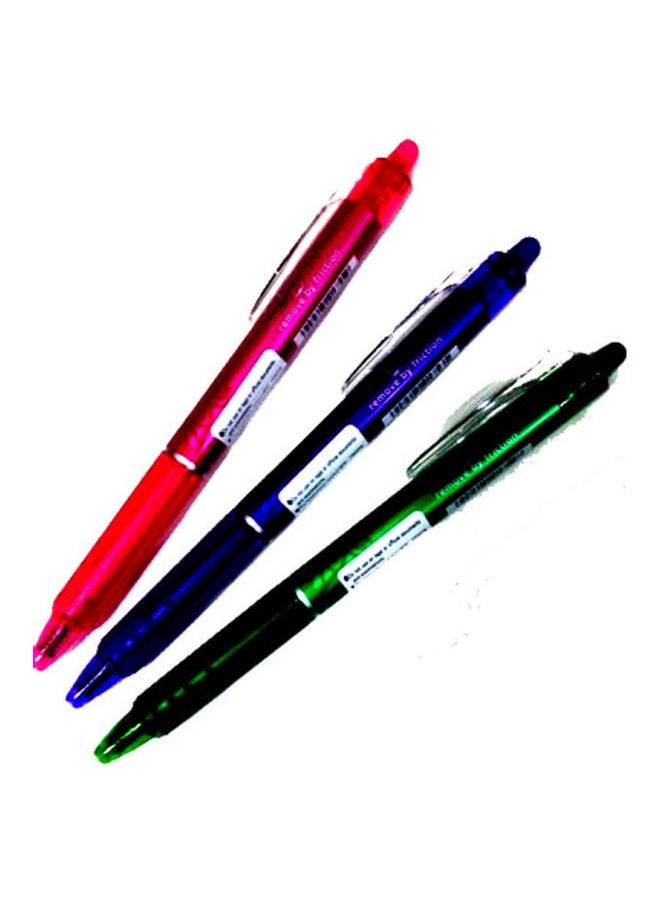 Pack Of 3 Frixion Clicker Erasable Ball Point Pen Red/Green/Blue