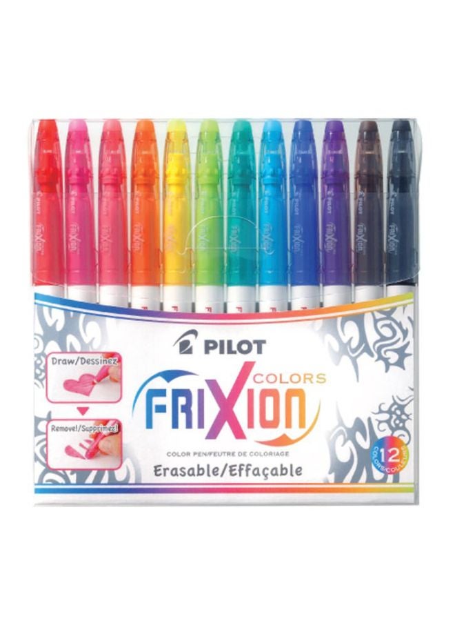 PILOT 12-Piece Frixion Erasable Colour Pen Set Yellow/Red/Blue - Image 1