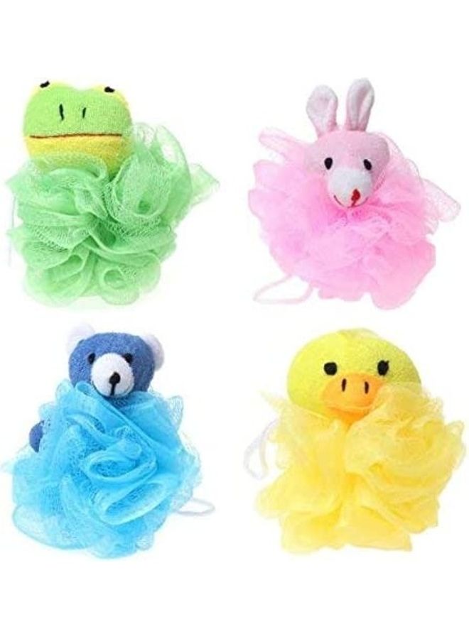 no 4-Piece Cartoon Pouf Puff Mesh Bath Sponge 