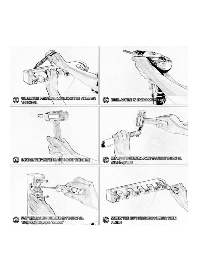 Mop Holder With Hooks Grey 27.00x6.70x8.70cm - Image 5