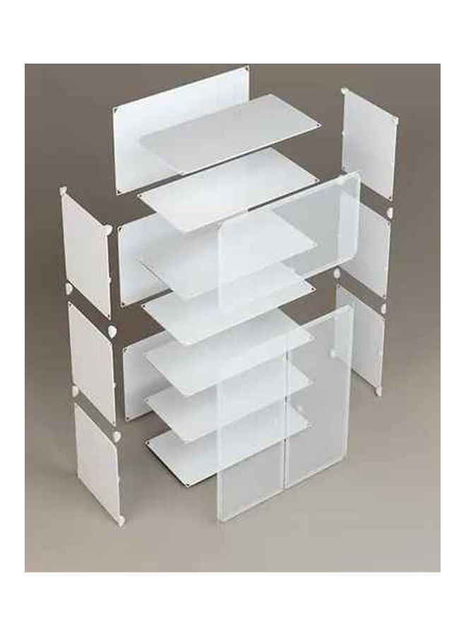 fashionhome - Multi-steps Adjustable Plastic Shoe Organizer White 61 x 31 x 93cm - Image 1