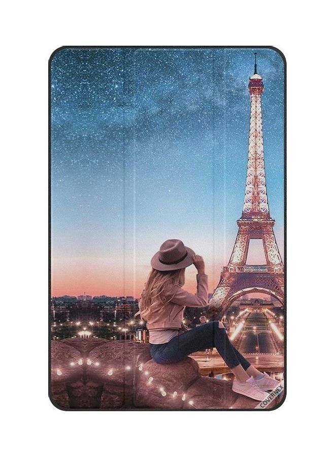 Covernex Stylish Hat Girl Looking To Eiffel Tower Protective Flip Case And Cover For Samsung Galaxy Tab A T580/T585 Multicolour 