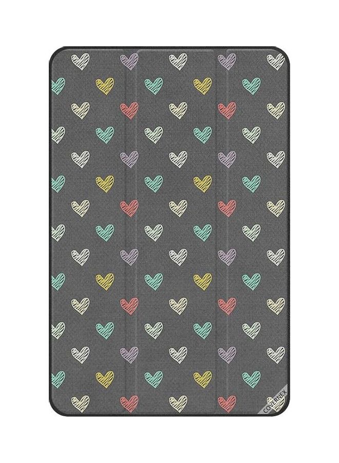 كوفرنيكس غطاء حماية واقٍ قلّاب لجهاز سامسونج جالاكسي تاب S6 لايت. نمط قلوب متعددة الألوان. - Image 1