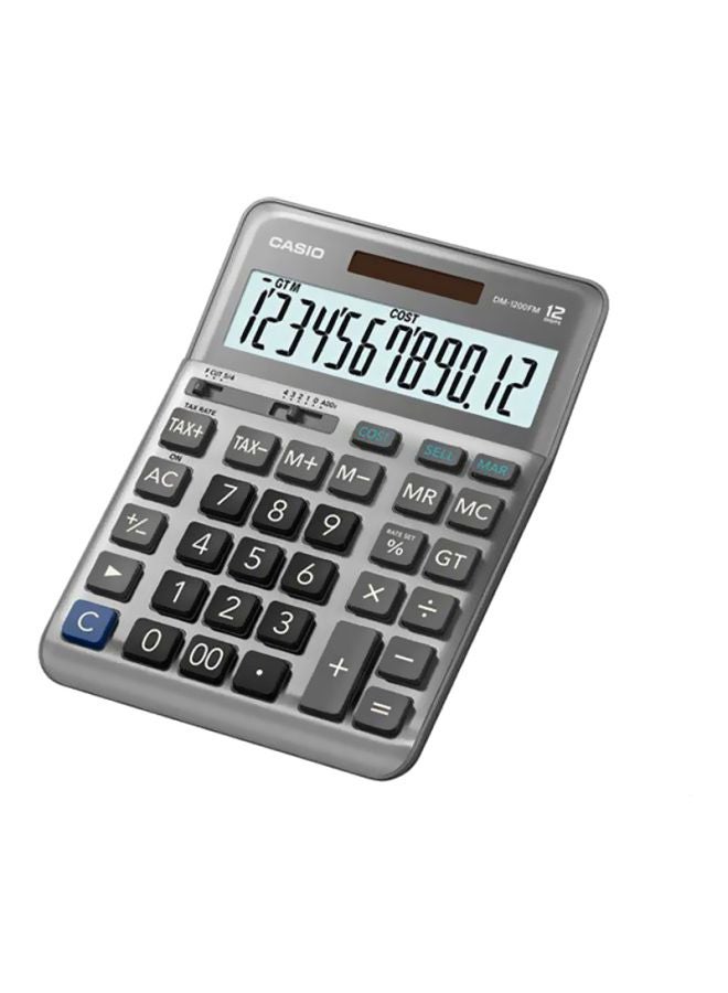 CASIO Dm-1200Fm-W-Dp Digital Desktop Calculator - Grey/Black/Blue - Image 2