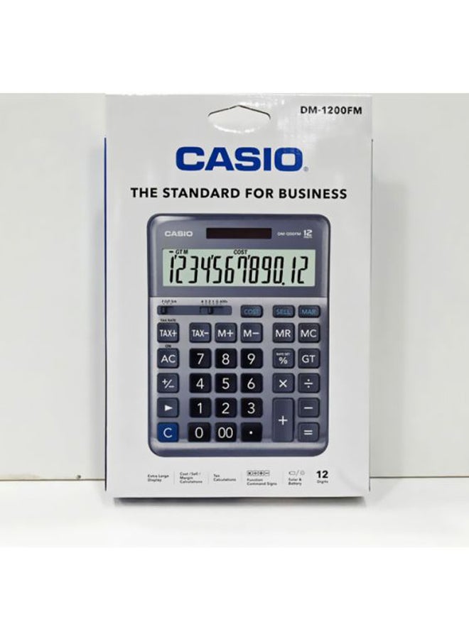 CASIO Dm-1200Fm-W-Dp Digital Desktop Calculator - Grey/Black/Blue - Image 3
