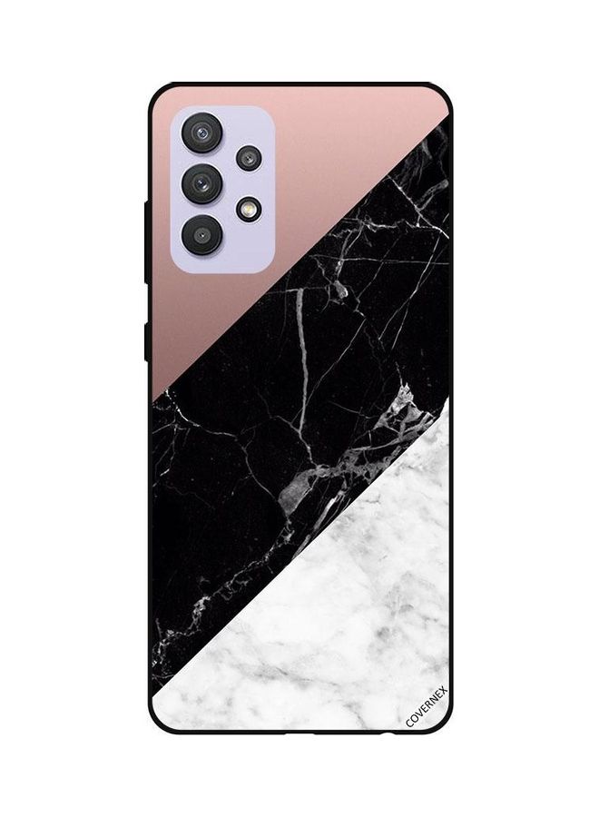 Covernex Samsung Galaxy A32 5G Protective Case Cover Printed Featuring White Black Marble Top Is Plain Pattern DESIGN_0286 - Image 1