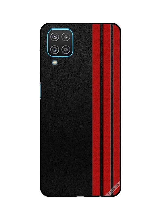 Covernex Protective Case Cover For Samsung Galaxy A12/M12 Three Red Vertical Strips - Image 1