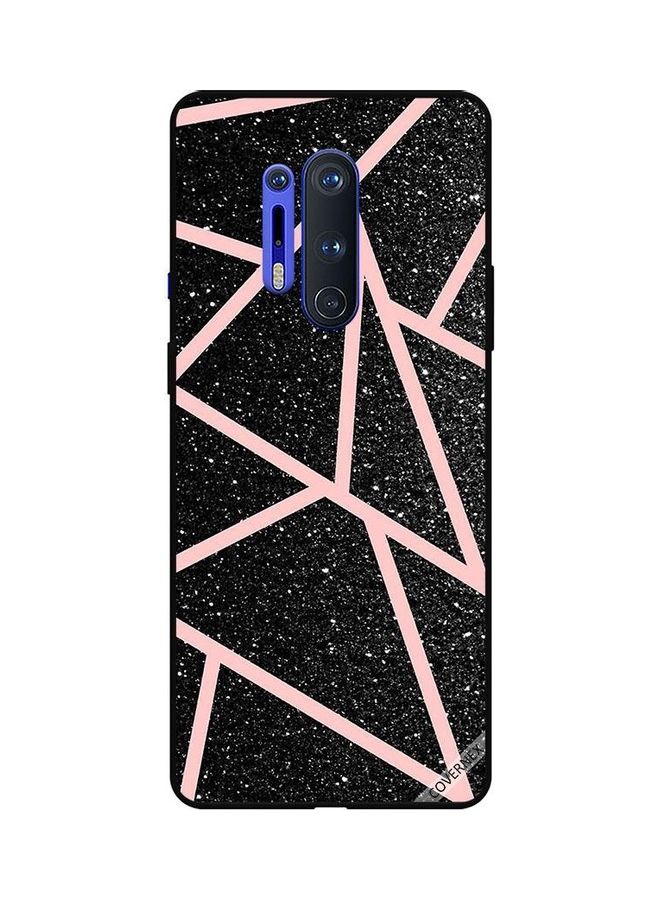 Covernex Protective Case Cover for OnePlus 8 Pro Black Gliters Light Pink Paths Pattern - Image 1