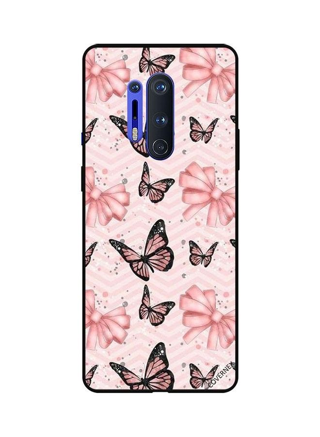 Covernex OnePlus 8 Pro Protective Case Cover Printed Featuring Black & Peach Color Butterflies DESIGN_0029 - Image 1