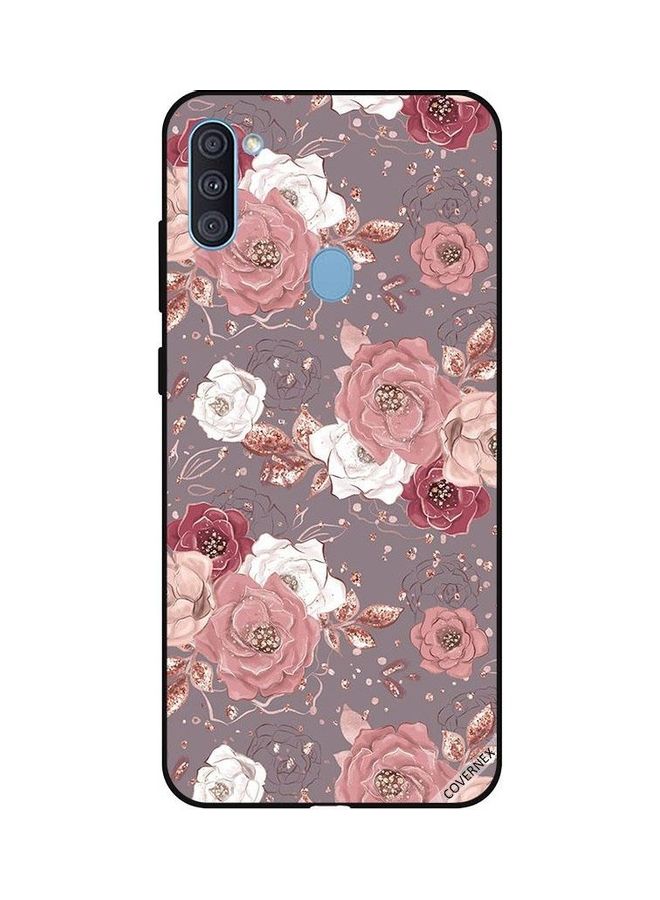 Covernex Protective Case Cover For Samsung Galaxy A11 Chocolate Colour Floral Pattern - Image 1