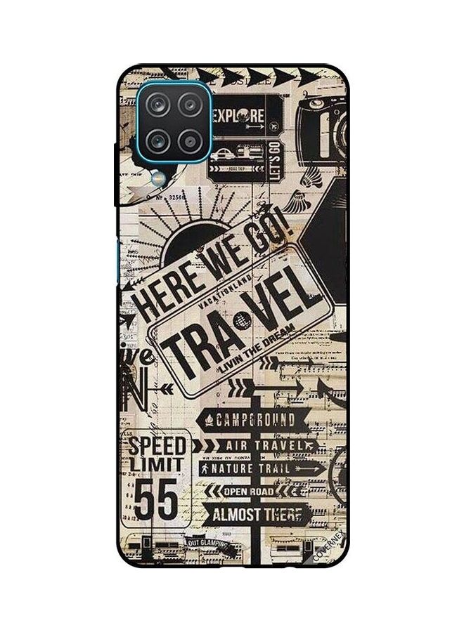كوفرنيكس غطاء حماية بطبعة عبارة "Here We Go Travel" لهاتف سامسونج جالاكسي A12/M12 متعدد الألوان - Image 1