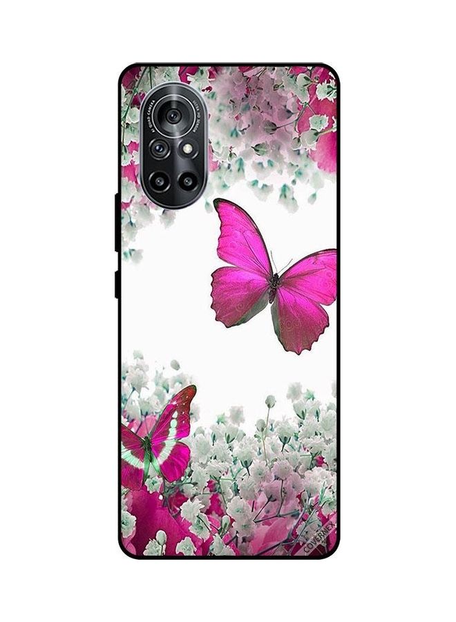 Covernex Butterfly And Flowers Protective Case Cover For Huawei Nova 8 5G White/Pink - Image 1