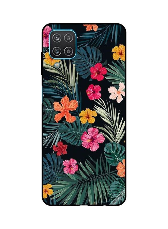 Covernex Protective Case Cover for Samsung Galaxy A12/M12 Multicolour Flowers And Dark Green Feathers - Image 1