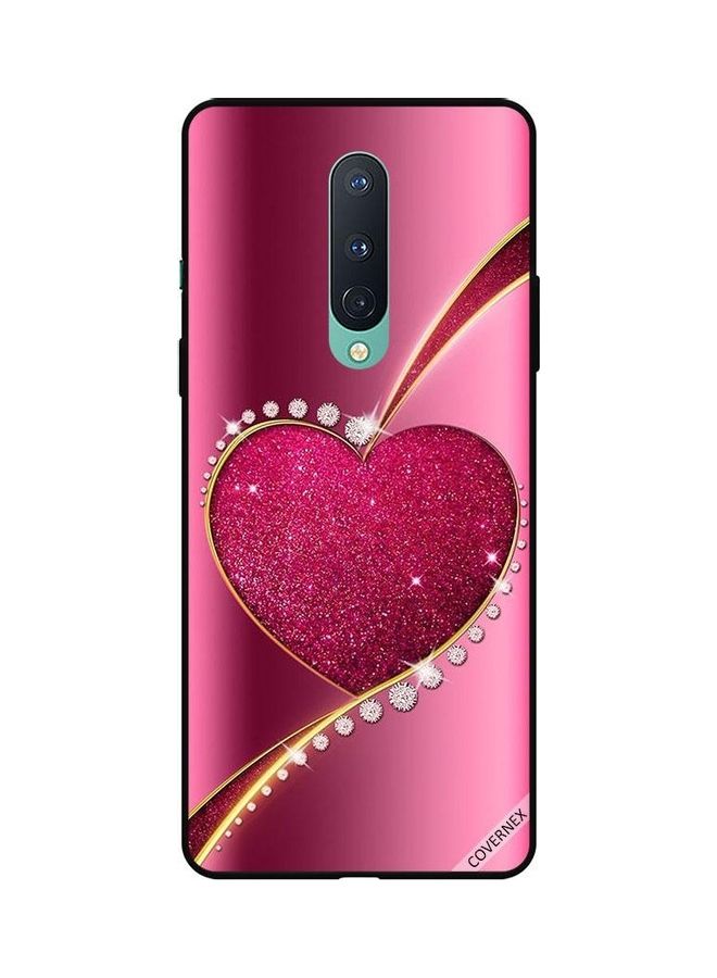 Covernex Protective Case Cover For OnePlus 8 Pink Diamond Glitter Heart - Image 1