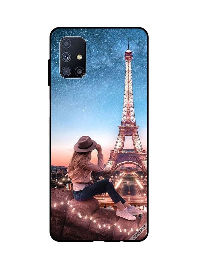 Covernex - Brown Hat Girl And Effiel Tower Protective Case Cover For Samsung Galaxy M51 Multicolour - Image 1