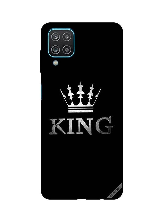 كوفرنيكس غطاء حماية خلفي لهاتف سامسونج جالاكسي A12/M12 - بطبعة كتابة KING أسود/رمادي - Image 1