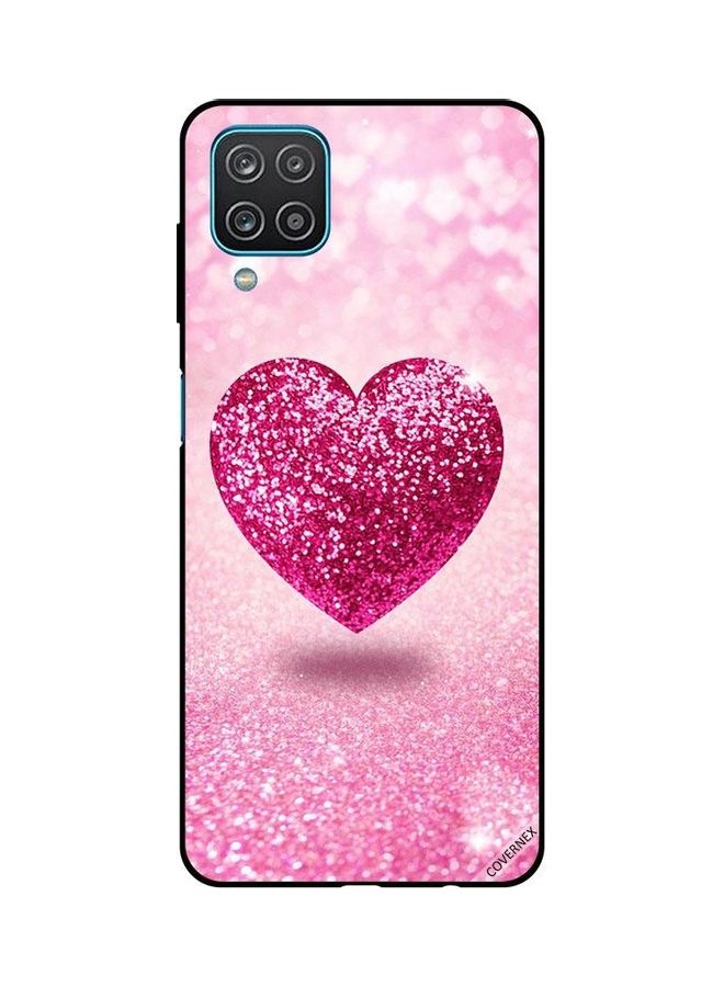 Covernex Protective Case Cover For Samsung Galaxy A12/M12 Pink Glitter Heart - Image 1