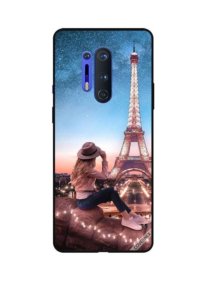 كوفرنيكس غطاء حماية واقٍ لهاتف ون بلس 8 برو طبعة برج إيفل وفتاة بقبعة بنية - Image 1