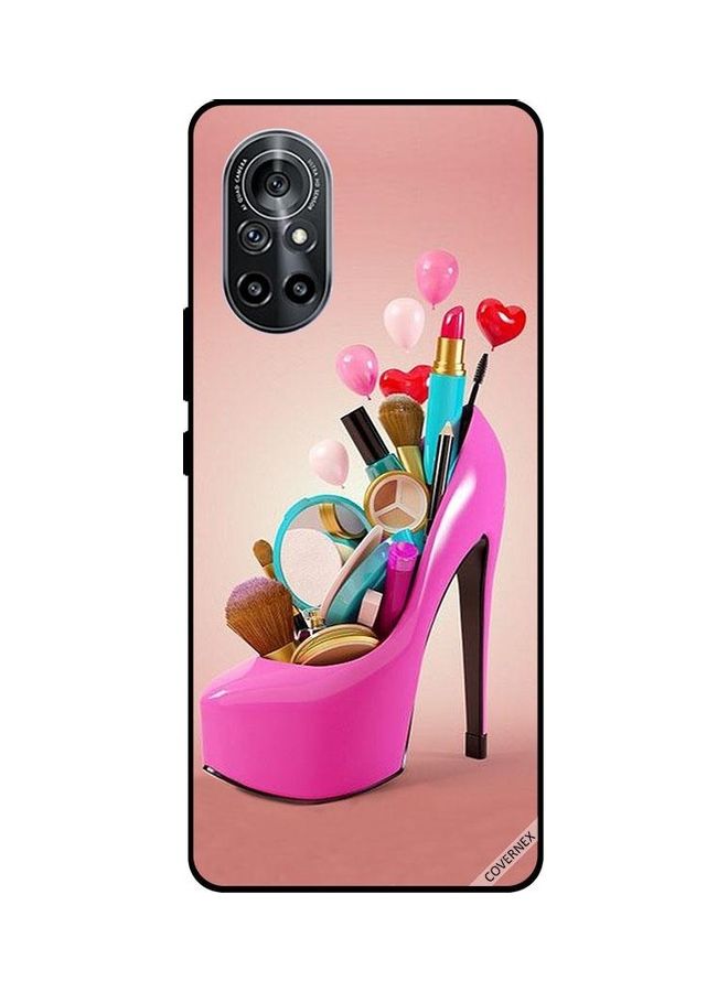 Covernex Huawei Nova 8 Protective Case Cover Printed Featuring 5G Pink Shoe With Makeup Items DESIGN_0224 - Image 1