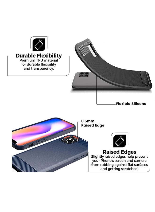 O Ozone - Carbon Brushed Texture Slim Ultra-Thin Flexible Case Cover For Samsung Galaxy S21 Plus Navy Blue - Image 1