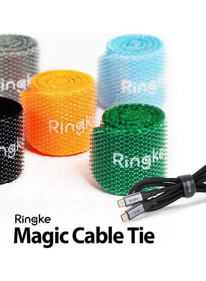 Ringke 50-Piece Magic Cable Tie Unicolor Reusable Hook And Loop Strap Organizer For Fastening Cable Cords And Wires Multicolour - Image 2