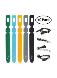 Ringke 10-Piece Magic Cable Tie Unicolor Reusable Hook And Loop Strap Organizer For Fastening Cable Cords And Wires Multicolour  - Image 1