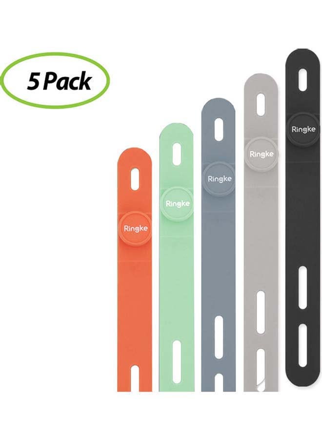 Ringke 5-Piece Cable Tie Silicone Colorful Reusable Holder Strap Organizer Management for Fastening Cords And Wires Multicolour - Image 1