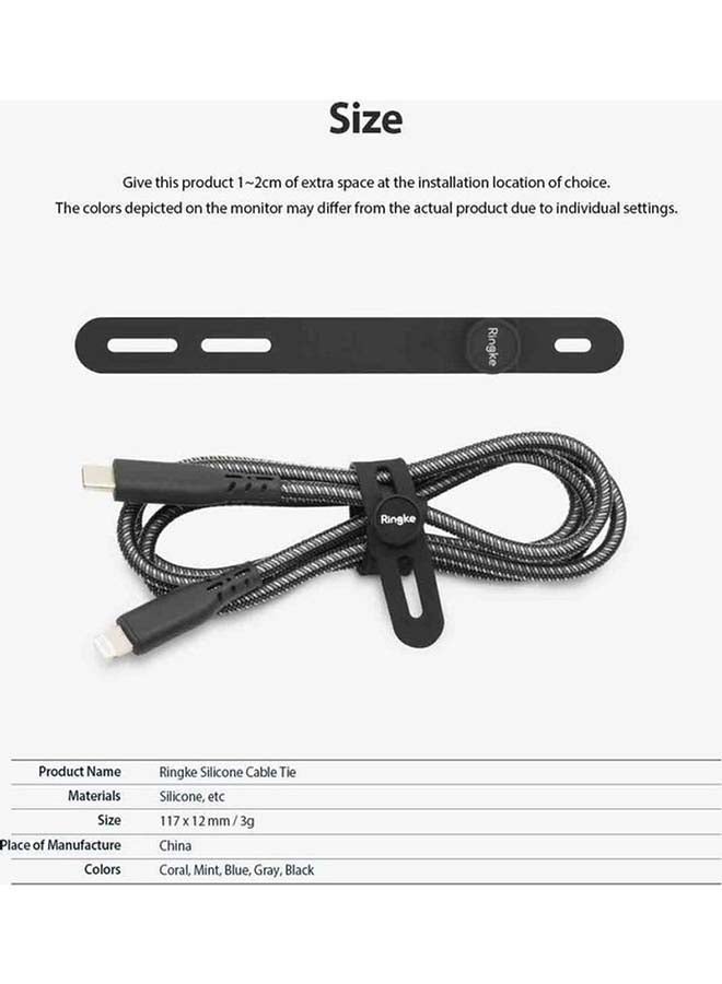 Ringke 5-Piece Cable Tie Silicone Colorful Reusable Holder Strap Organizer Management for Fastening Cords And Wires Multicolour - Image 3